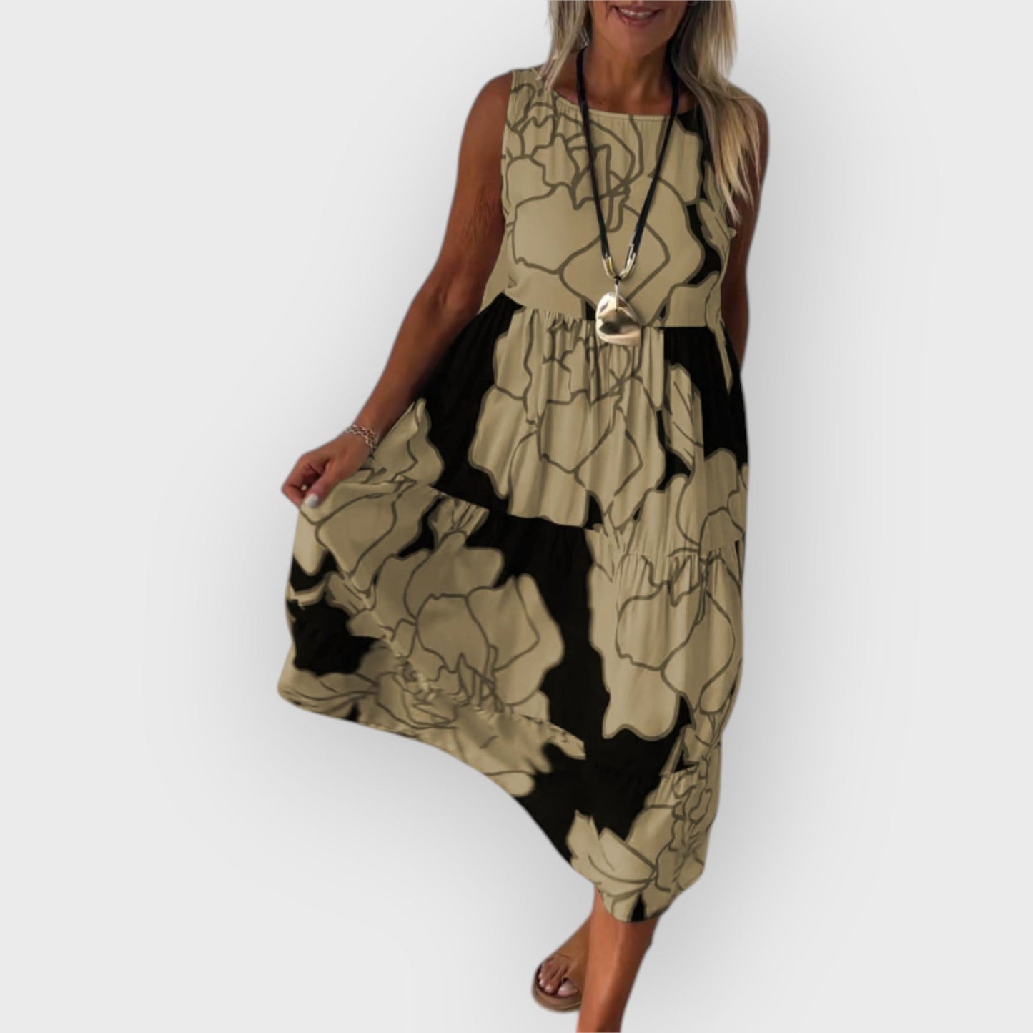 EVITA – VESTIDO FLORAL ELEGANTE CON HOMBROS DESCUBIERTOS