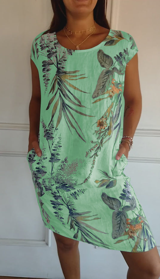 Madison | Vestido Relajado con Hojas Tropicales