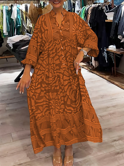 Elka™ - Vestido Suelto Impreso con Escote en V para Mujeres