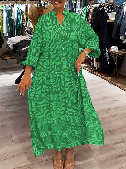 Elka™ - Vestido Suelto Impreso con Escote en V para Mujeres