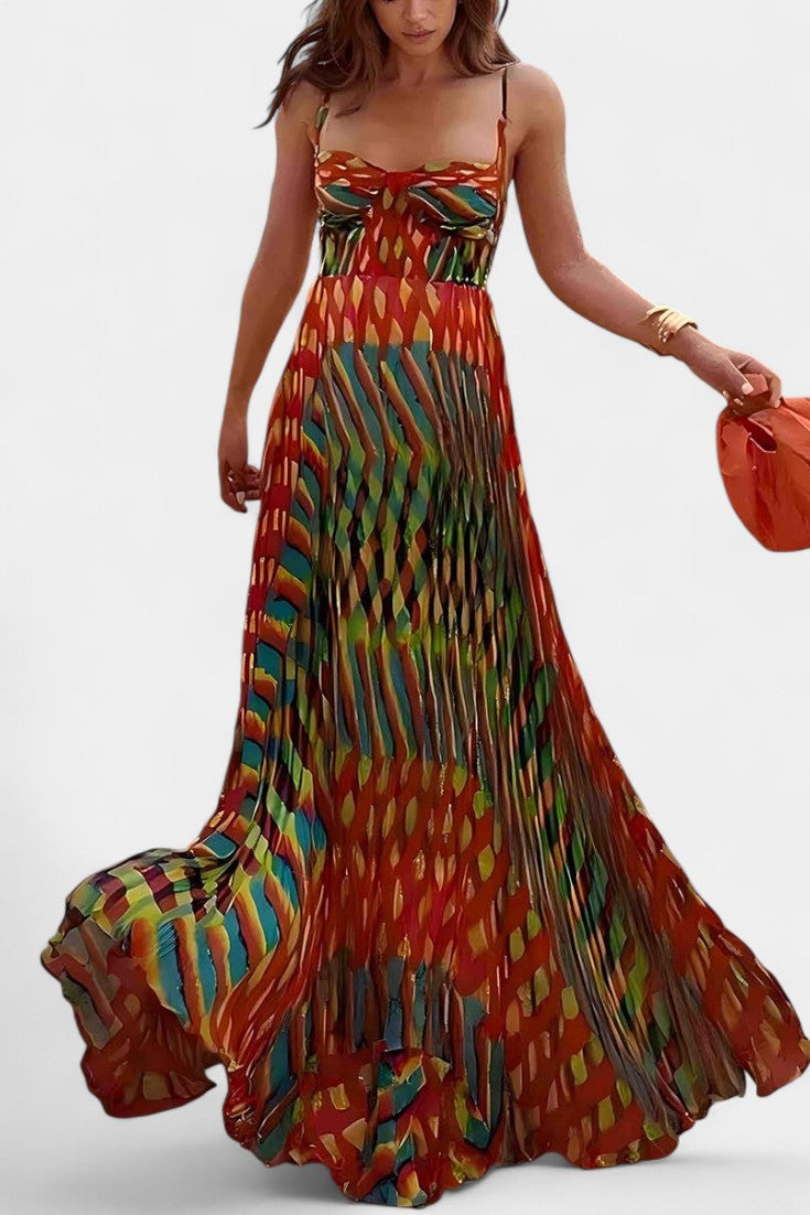 Océana Vestido Maxi Halter Abstracto