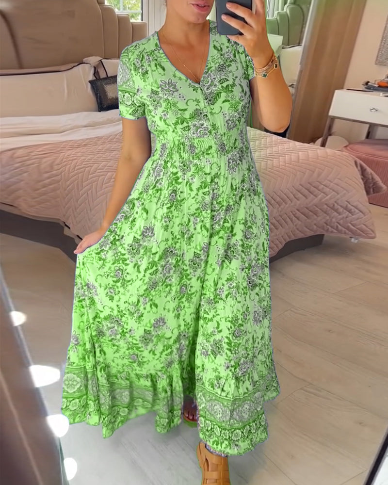 Ophelia | Vestido de Impresión Floral con Escote en V