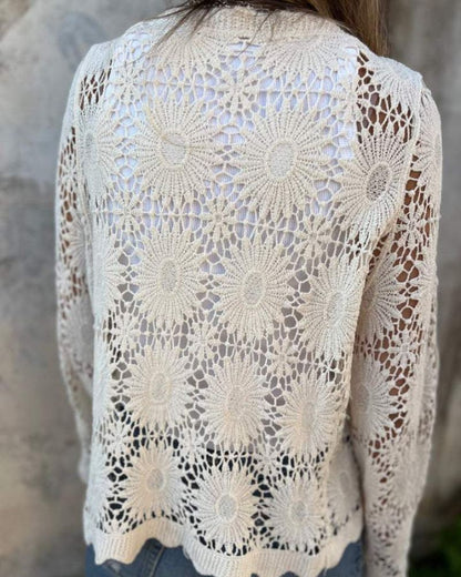 NALIE - Cárdigan de Encaje de Crochet