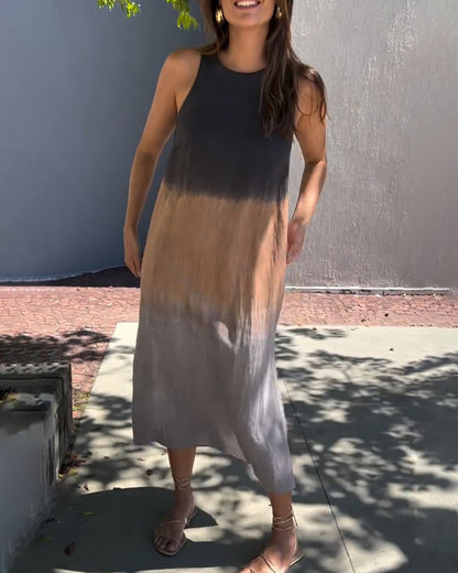 Melanie | Vestido Sin Mangas de Lino Ombre