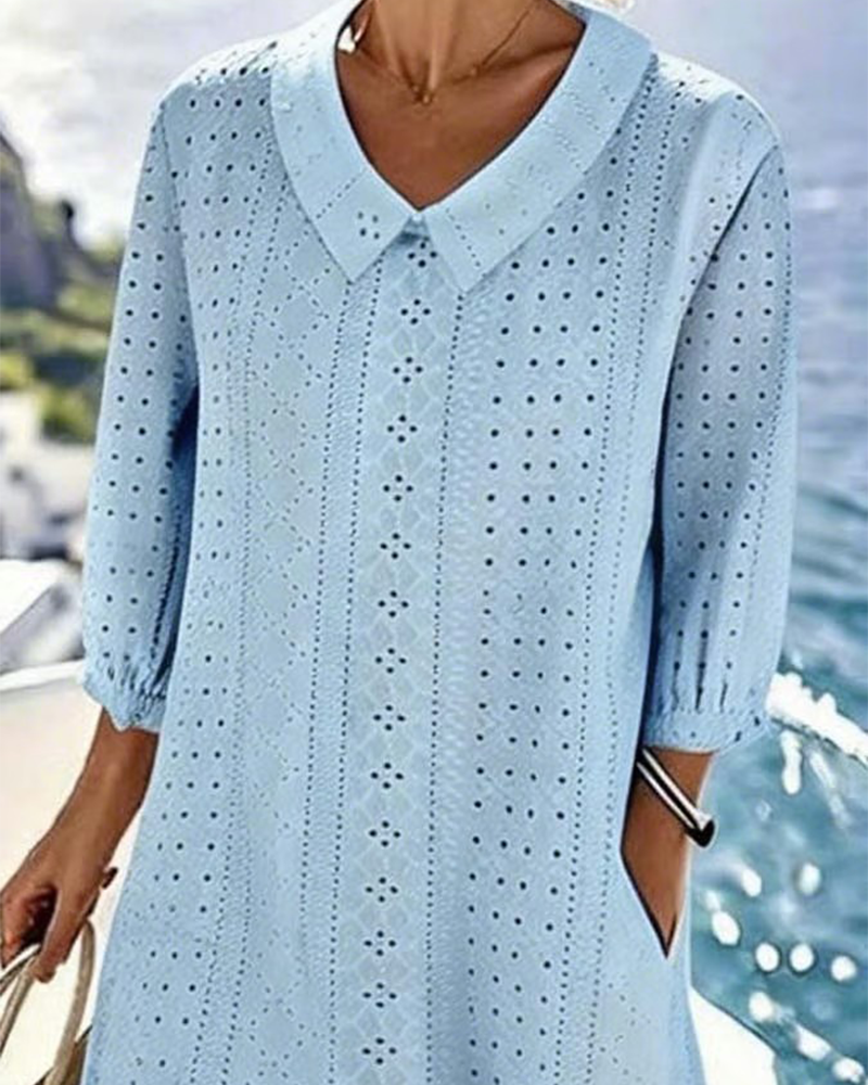 OTOÑO – VESTIDO MIDI ELEGANTE CON DETALLES DE BORDADO