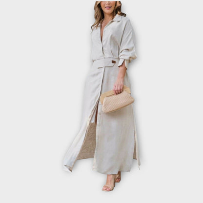 Vestido Camisero Maxi Elegante con Cinturón