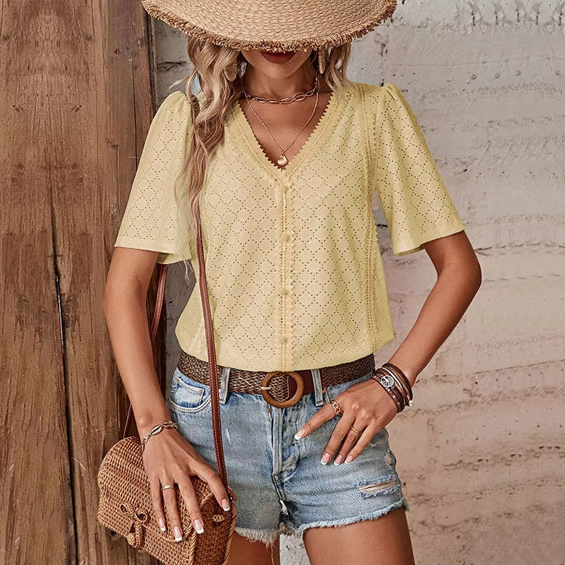 BLUSA DE MANGA CORTA EN V ADELHEID I