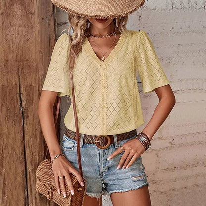BLUSA DE MANGA CORTA EN V ADELHEID I