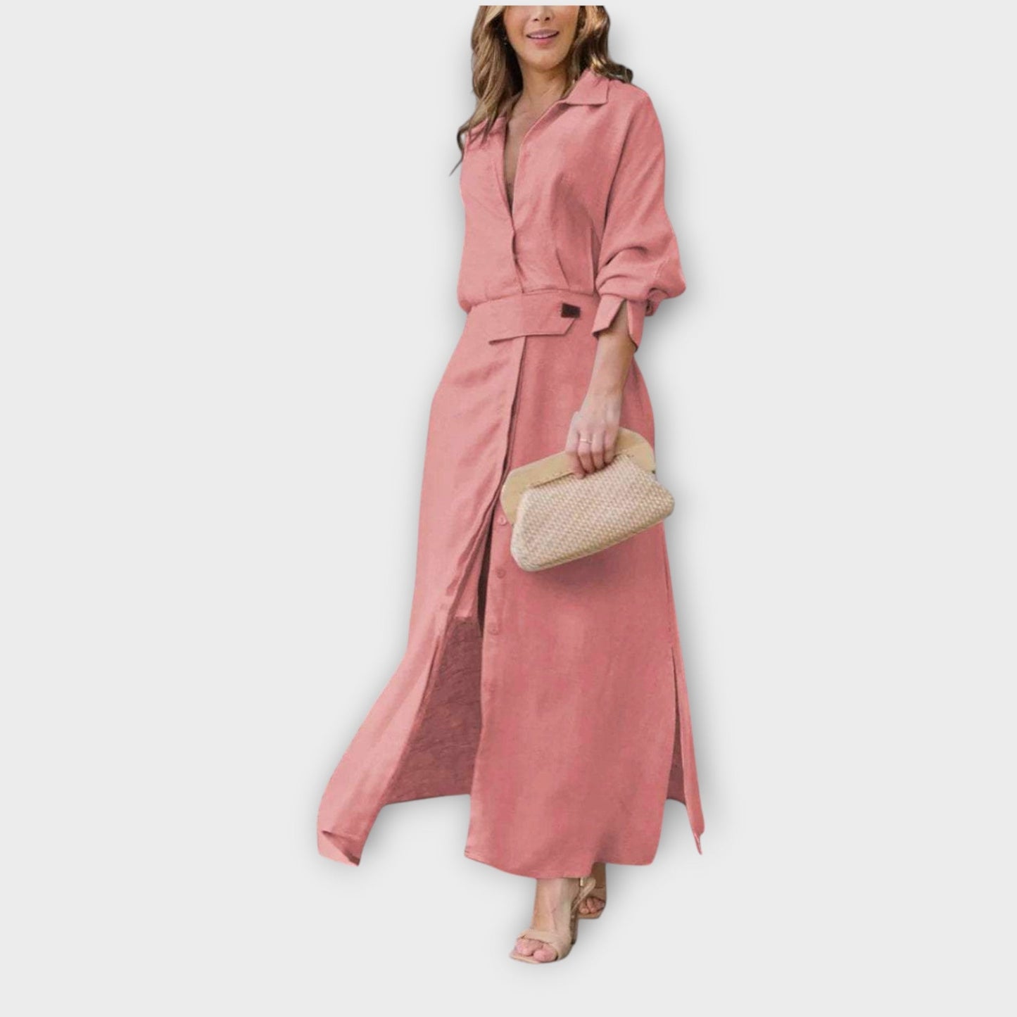 Vestido Camisero Maxi Elegante con Cinturón
