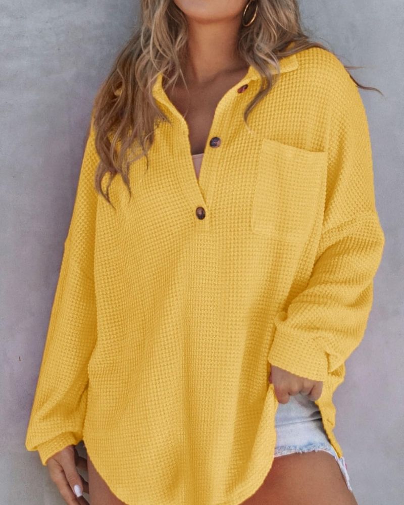 TAHLIA - Camiseta de V en tejido waffle