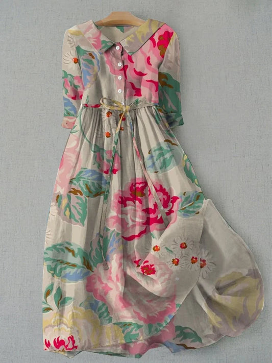Livia - Elegante Vestido Floral de Manga Corta