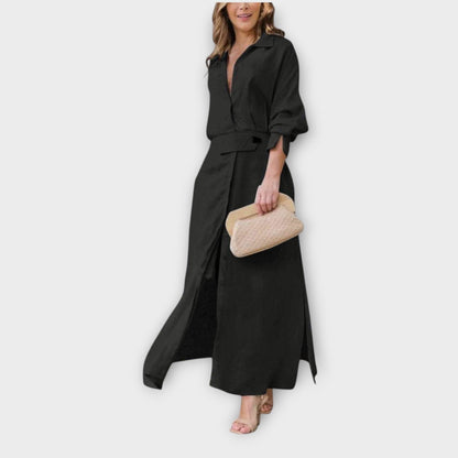 Vestido Camisero Maxi Elegante con Cinturón