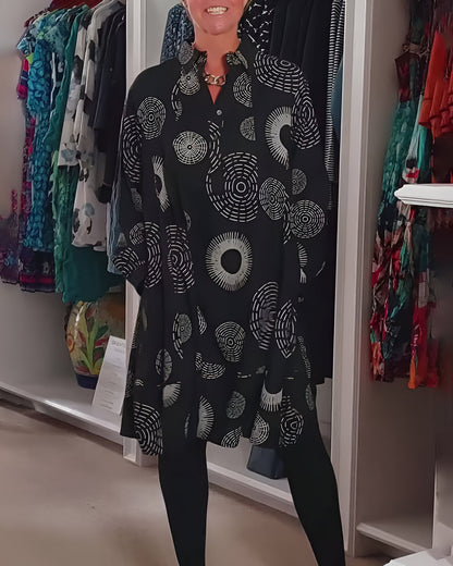 Demelza - Vestido de Manga Larga con Estampado Geométrico