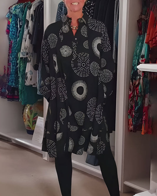 Demelza - Vestido de Manga Larga con Estampado Geométrico