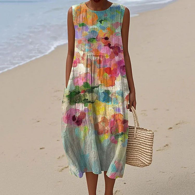 THANYA – VESTIDO MIDI ACUÁTICO Y TRANQUILO