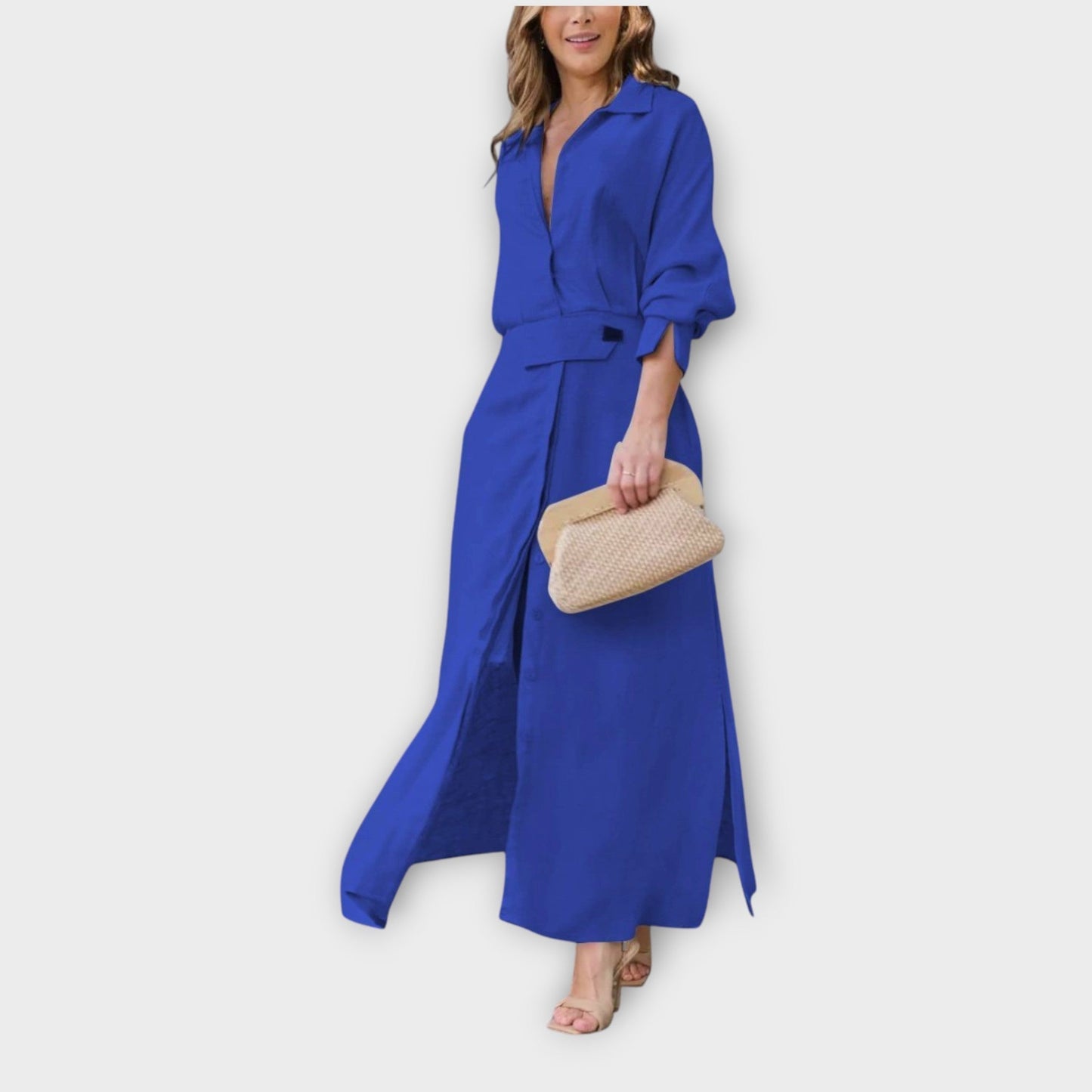 Vestido Camisero Maxi Elegante con Cinturón