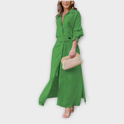 Vestido Camisero Maxi Elegante con Cinturón