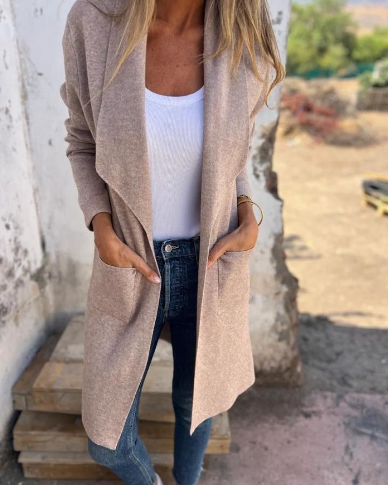 EIGONA - CHAQUETA DE CÁRDIGAN CASUAL CON SOLAPA