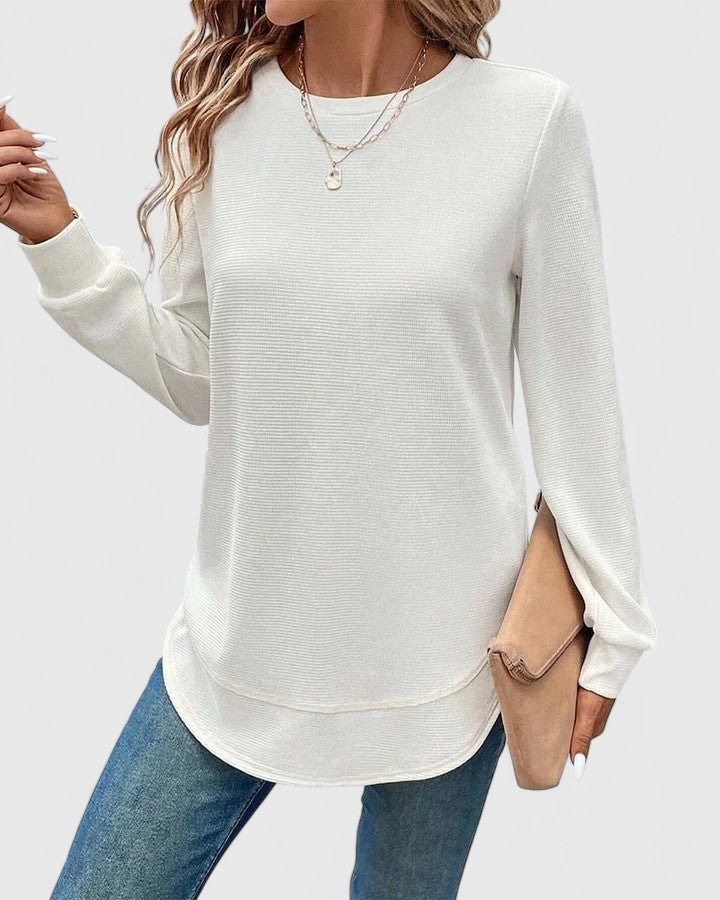 Nadyalyn | Elegante Suéter de Manga Larga con Cuello Redondo