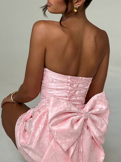 Vestido Mini Jacquard con Nudo Amelia
