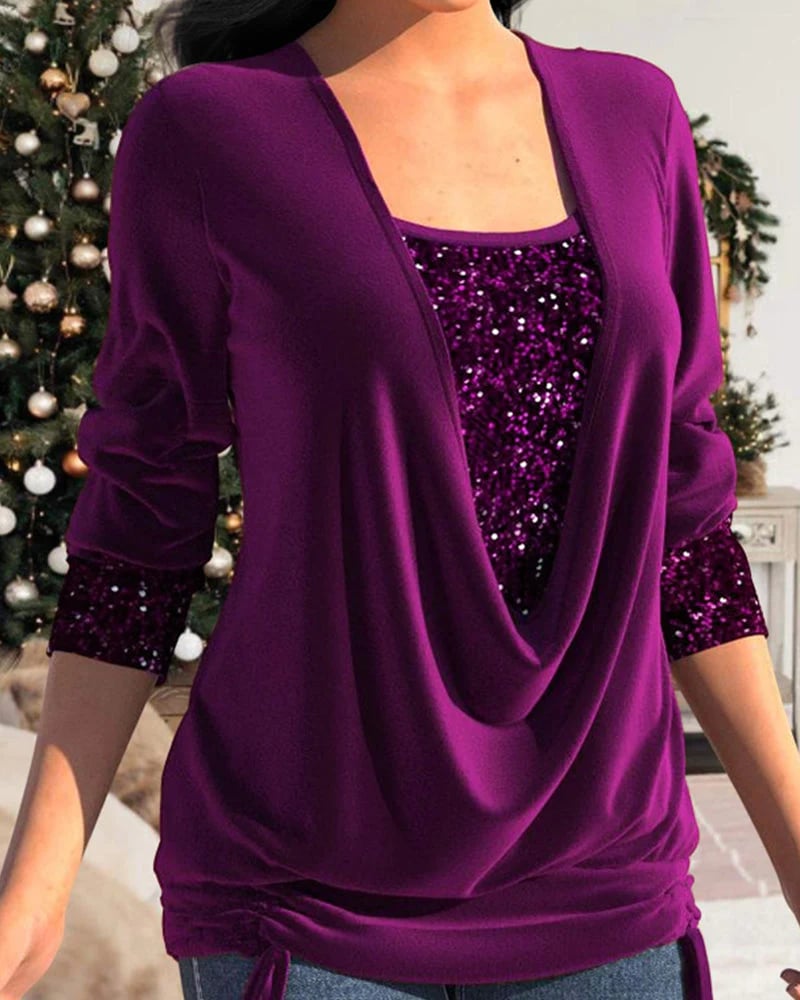 DELFINA I BLUSA ELEGANTE CON PAILLETTES