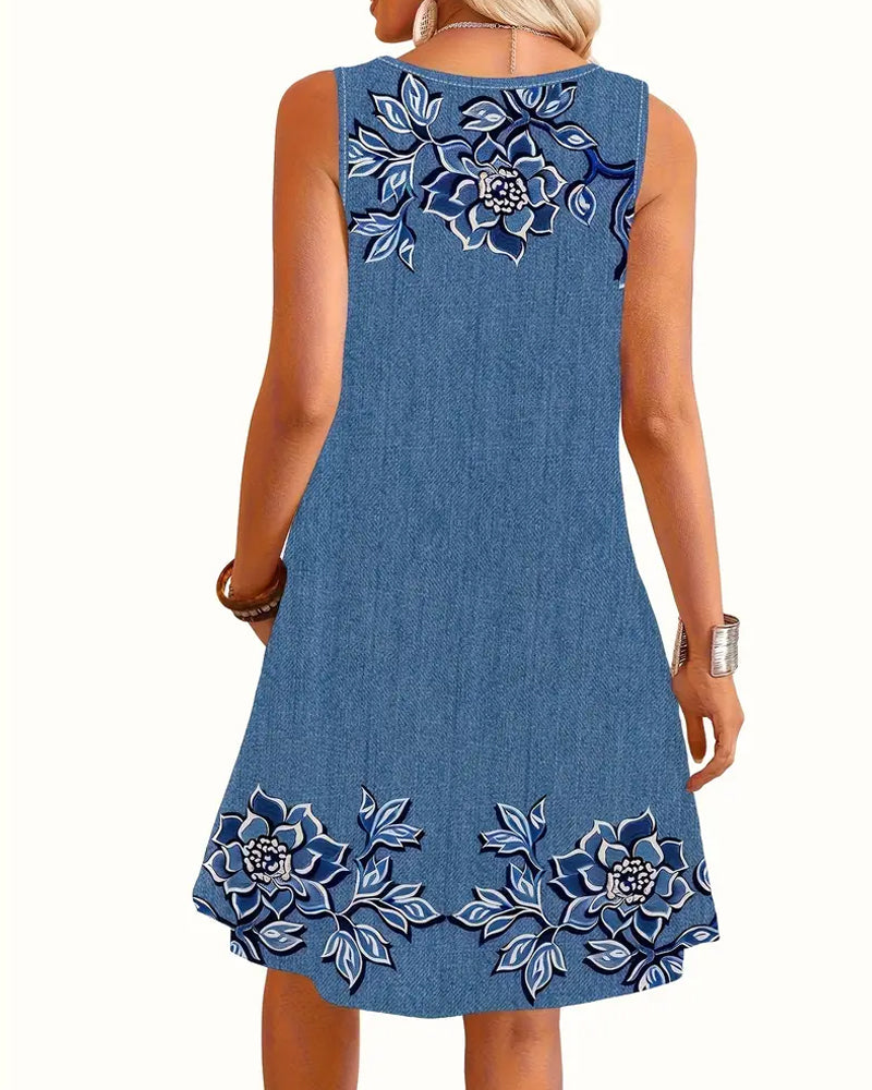 ARIEL – VESTIDO FLORAL SIN MANGAS CON BOTONES