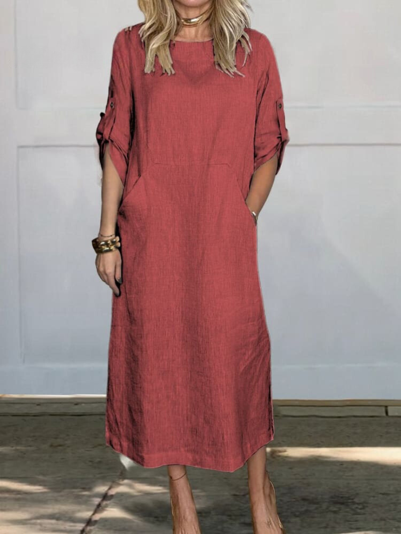 Mia™ - Vestido de Lino Sencillo y Cómodo con Bolsillos