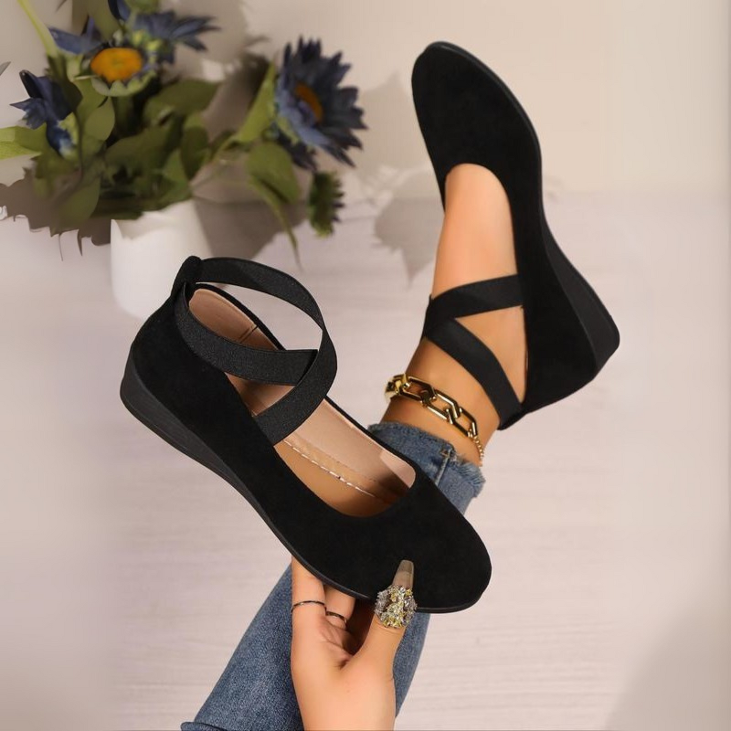 Anna | Zapatos Bailarinas con Tacón Cerrado