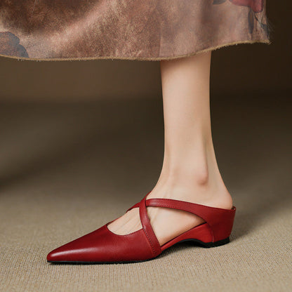 Hannah - Mule casual de piel lavada para mujer