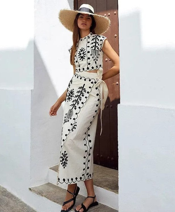 Camilla - Conjunto de Top y Falda Impresa