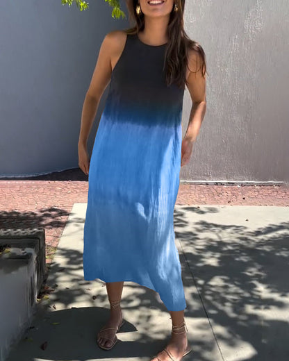Melanie | Vestido Sin Mangas de Lino Ombre
