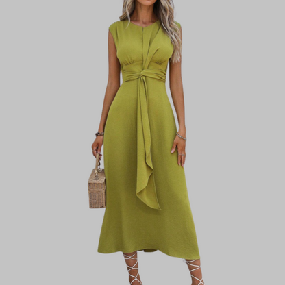 Vestido Largo Elegante Sin Mangas Cuello Redondo - Maxi Dress Chic para Mujer