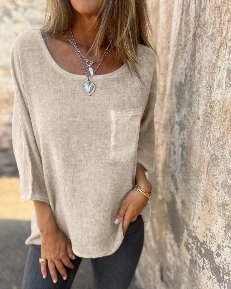 CEMAGI - Camiseta Casual de Algodón y Lino