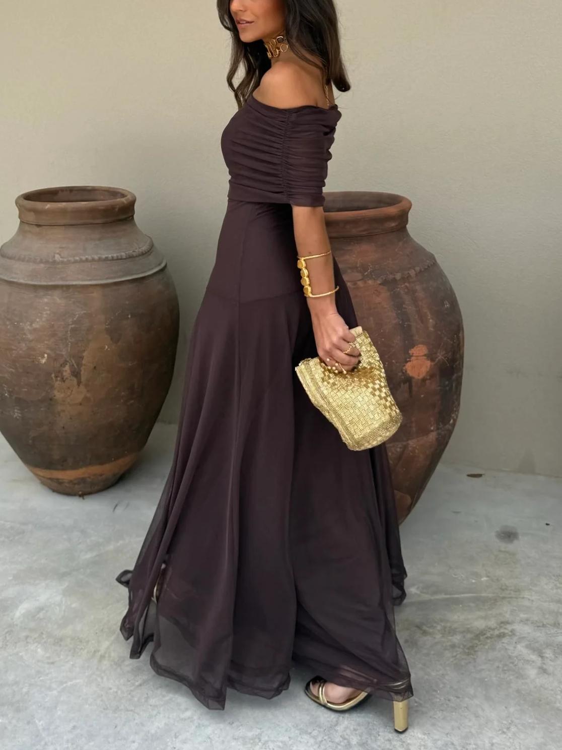 JAYLA - VESTIDO ASIMÉTRICO DE MALLA CON UN HOMBRO