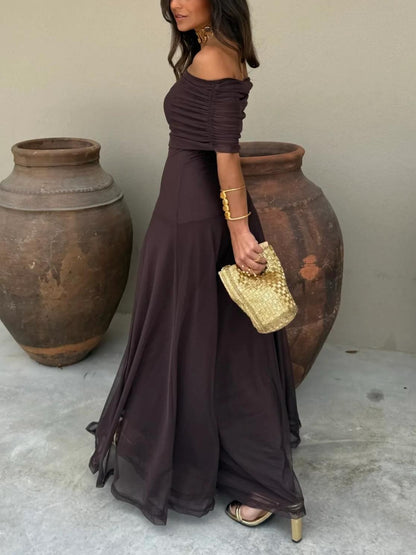 JAYLA - VESTIDO ASIMÉTRICO DE MALLA CON UN HOMBRO
