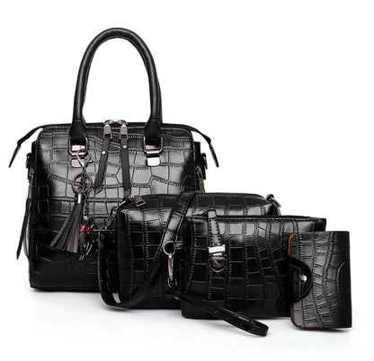 Palmer - Set de bolso de 4 piezas con patrón de cocodrilo