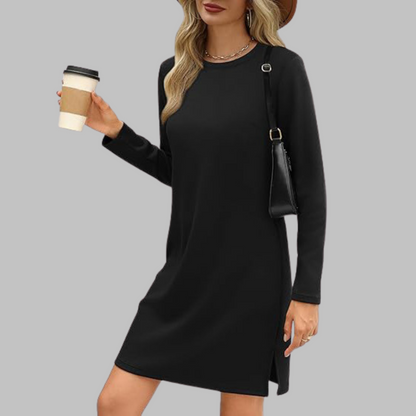 TATLO™ - Vestido mini casual de manga larga y cuello redondo