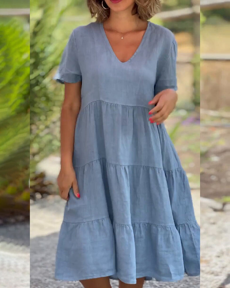 Samantha | Vestido de Viento con Escote en V y Bolsillos
