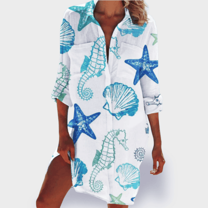 Tessa – Camisa de Impresión Vibrante de Verano