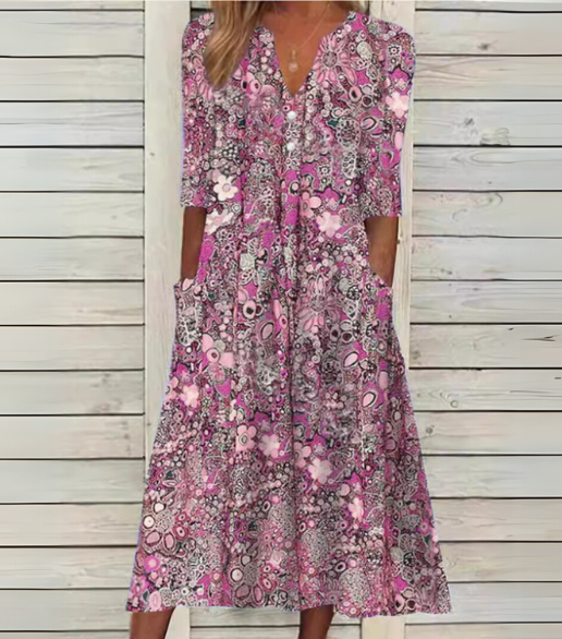 Rosa | Vestido Midi Ligero con Escote en V