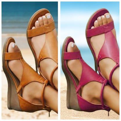 Anne – Sandalias ortopédicas de piel con tacón