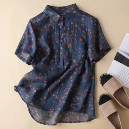 Maribel – Camisa Floral de Media Tapeta