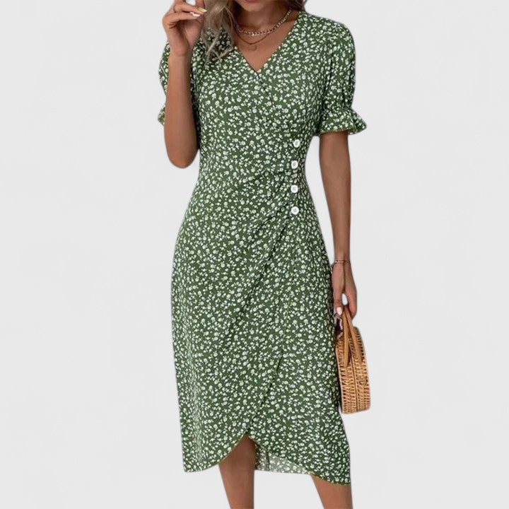 LEILA – VESTIDO ENVOLVENTE CON ENCANTO FLORAL