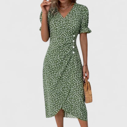 LEILA – VESTIDO ENVOLVENTE CON ENCANTO FLORAL