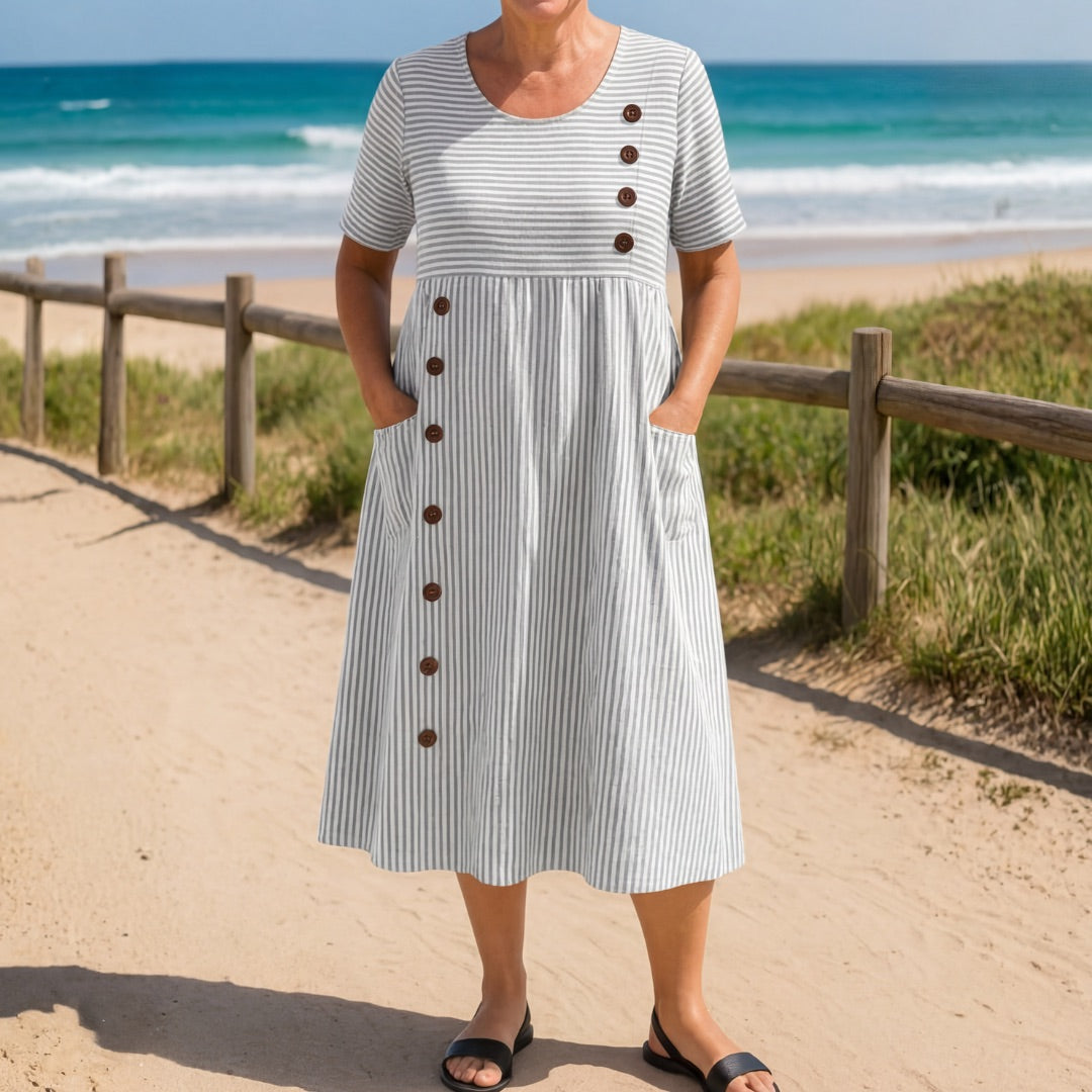 Vestido a Rayas de Verano - Corte Fluido y Elegante