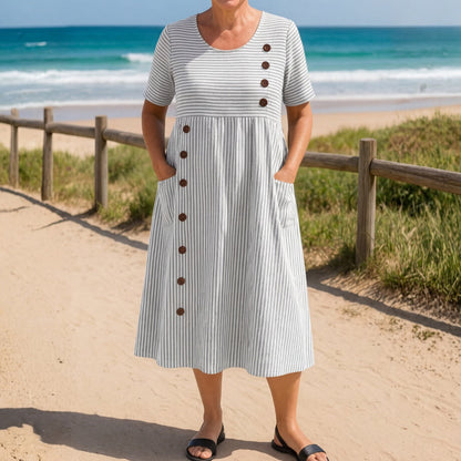 Vestido a Rayas de Verano - Corte Fluido y Elegante