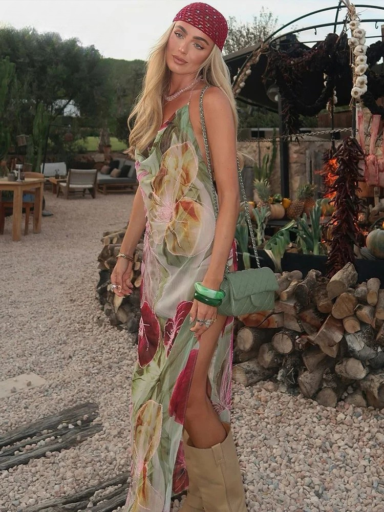 Isla | Vestido Maxi de Chifón Sin Espalda