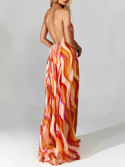 Marlyn - Vestido Maxi Sin Espalda con Cuello Halter