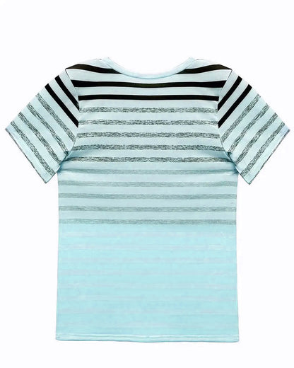 Evelyn – Camiseta de Cuello Redondo de Manga Corta a Rayas