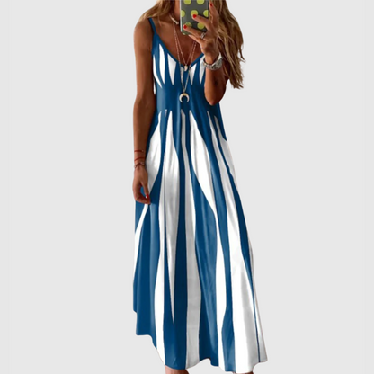 Ariella - Vestido Maxi Sin Mangas a Rayas Chic